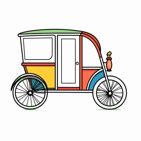 Tuk-tuk icon. Flat color design. Vector illustration.