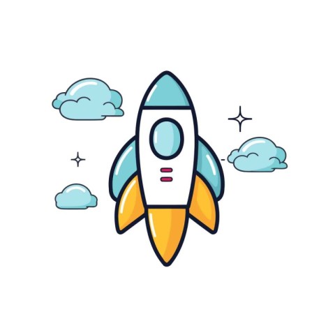 Rocket icon in flat style. Startup vector illustration on white