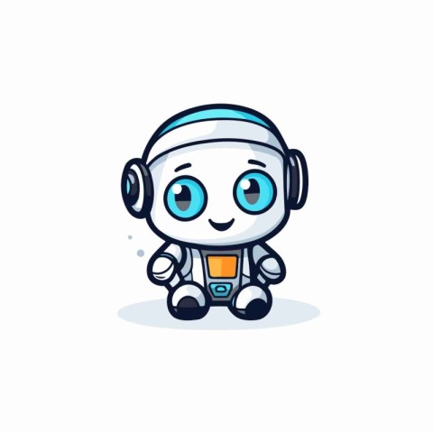 Cute robot cartoon character. Vector illustration. Isolated on w