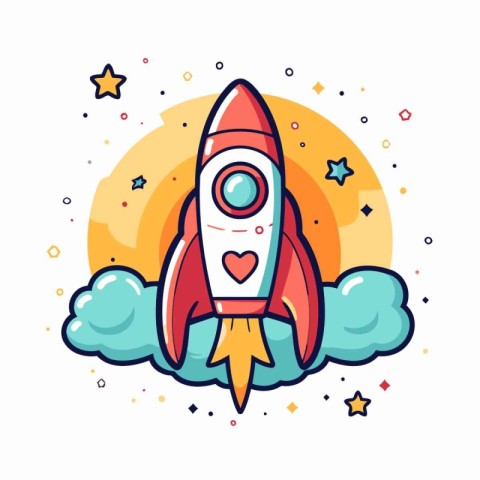 Rocket icon in flat style. Vector illustration on the theme of s