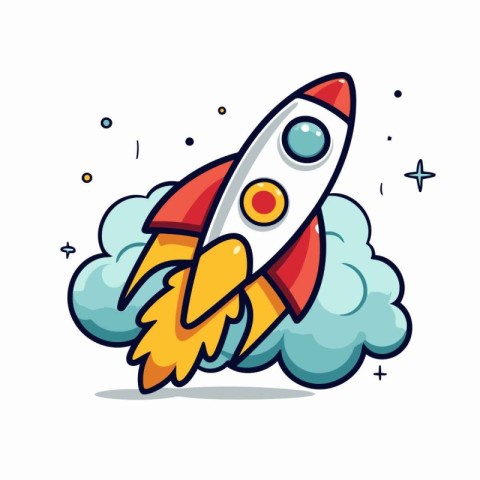 Rocket icon on white background. Vector illustration in flat car