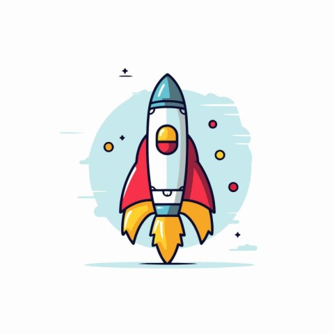 Space rocket icon in flat style. Vector illustration. Start up b