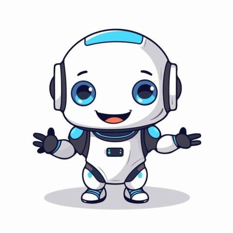 Cute robot cartoon character vector illustration. Cute little ro