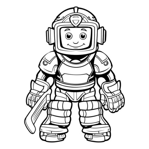 Black and White Cartoon Illustration of Astronaut Character for