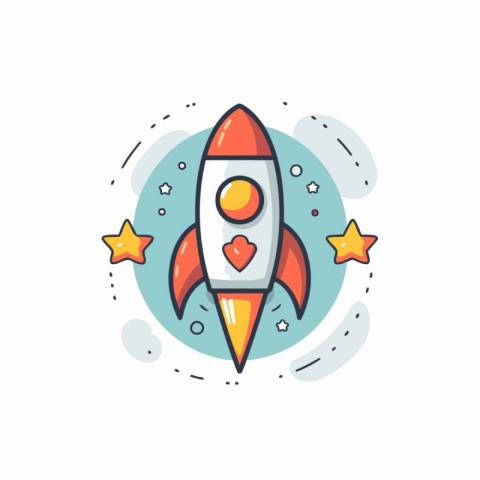 Rocket icon in flat style. Startup vector illustration on white