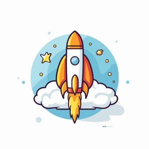 Rocket launch icon. Flat style vector illustration. Isolated on