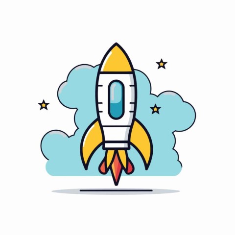 Rocket icon in flat style. Startup concept. Flat design vector i