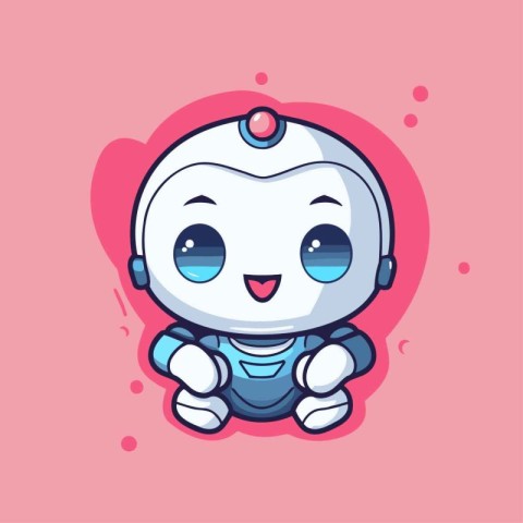 Cute robot cartoon character. Vector illustration. Cute little r