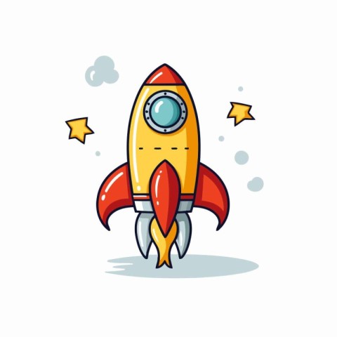 Space rocket icon. Cartoon illustration of space rocket icon for