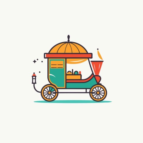 Coffee cart line icon. vector illustration. Flat design style