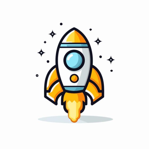 Rocket icon in flat style. Startup vector illustration on white