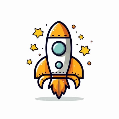 Rocket icon. Vector illustration in flat design. Isolated on whi