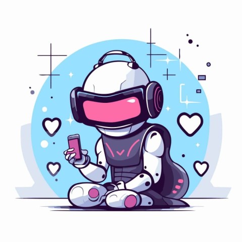 Astronaut with mobile phone. Vector illustration in cartoon styl