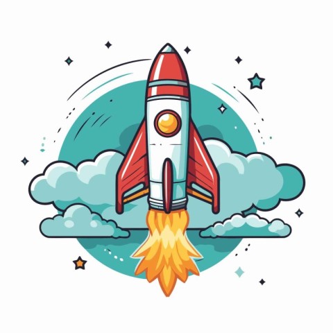 Rocket icon in flat style. Start up business vector illustration