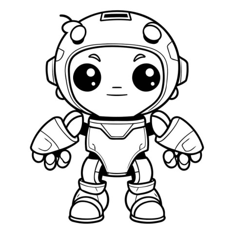 Black And White Cute Cartoon Astronaut Character Vector Illustra