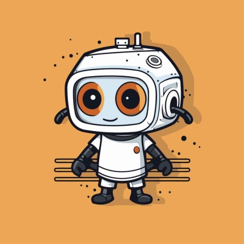 Cute robot cartoon character. Vector illustration. Cute robot.