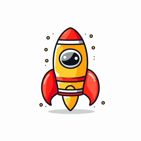 Rocket icon in flat style. Spaceship vector illustration on whit