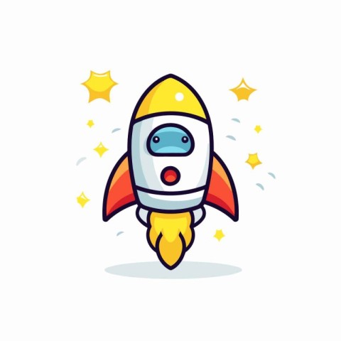 Space rocket icon. Flat design. Vector illustration on white bac