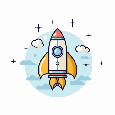 Rocket icon in flat style. Start up vector illustration on white