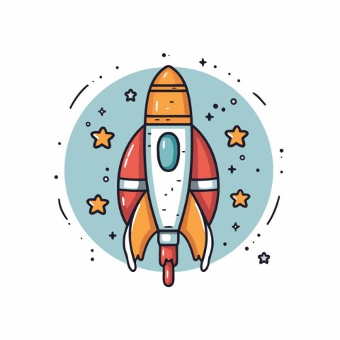 Space rocket icon in flat style. Vector illustration on white ba