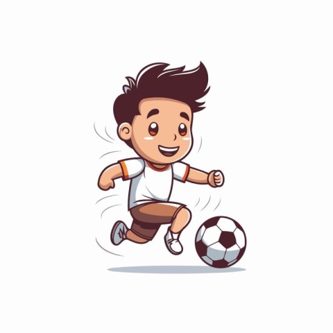 Boy playing soccer cartoon character vector Illustration isolate