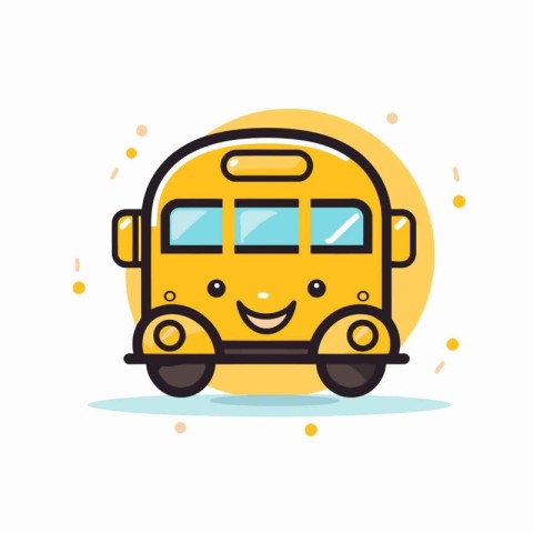 School bus vector icon. Cute school bus with smiley face. Vector