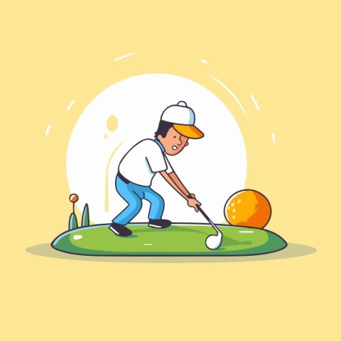 Golfer playing golf. Vector illustration in a flat style.