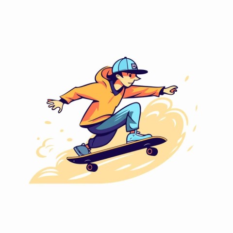 Skateboarder riding on a skateboard. Vector illustration.