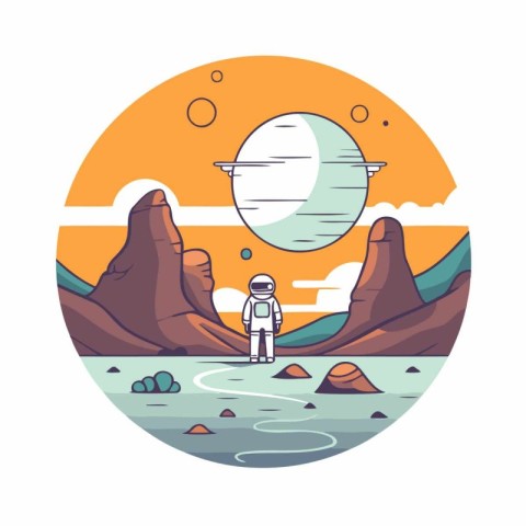 Astronaut in outer space. Vector illustration in flat style.