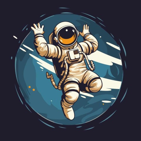 Astronaut flying in the space. Vector illustration for your desi