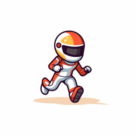 Astronaut running cartoon vector Illustration on a white backgro