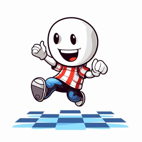 Cheerful football character running on the floor vector illustar