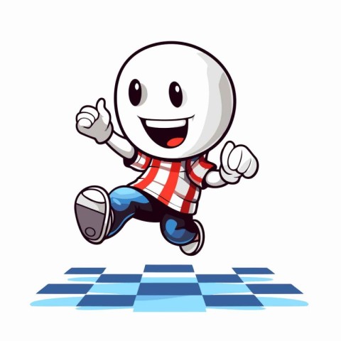 Cheerful football character running on the floor vector illustar