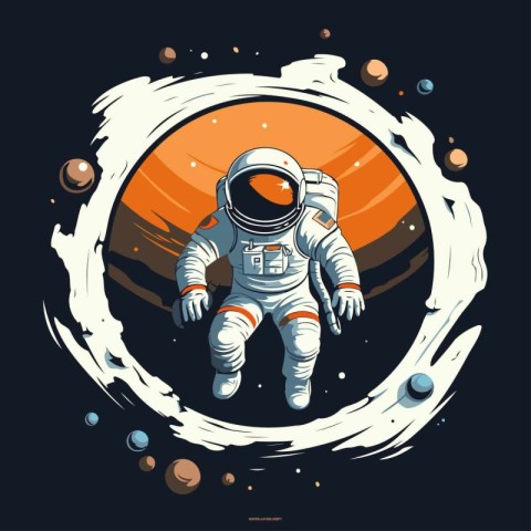 Astronaut in the space. Vector illustration on a dark background