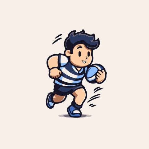 Cartoon rugby player. Vector illustration of a rugby player runn