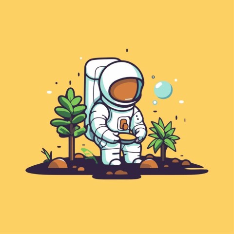 Astronaut in spacesuit. Cartoon style. Vector illustration.