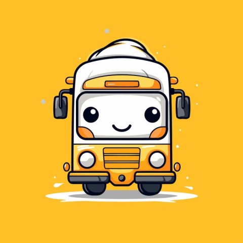 Cute school bus character. Vector flat cartoon illustration icon