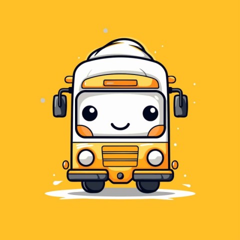 Cute school bus character. Vector flat cartoon illustration icon