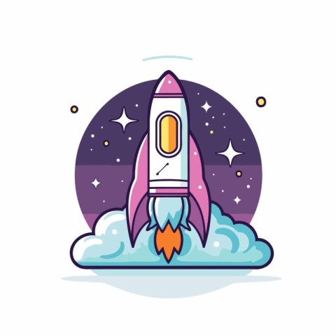 Rocket icon in flat style. Vector illustration on the theme of s