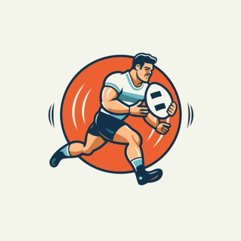 Rugby player with ball. Vector illustration of a rugby player ru