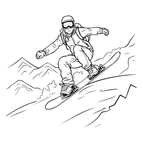 Snowboarder. Vector illustration of a snowboarder jumping.