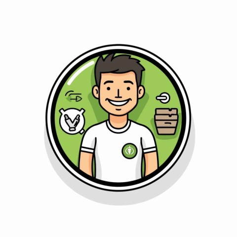 Soccer player sticker. Vector illustration in a flat design styl