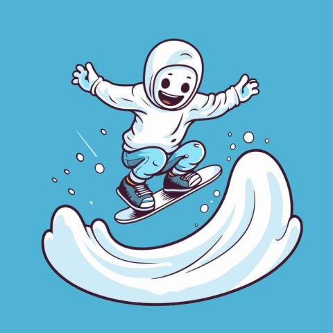 Snowboarder jumping in the air. Vector illustration isolated on