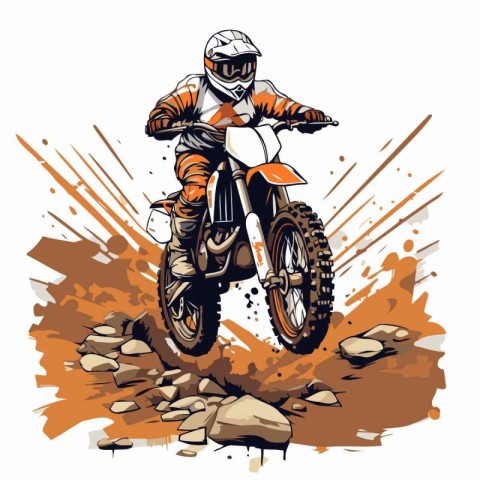 Motocross rider in action on the race track. Vector illustration