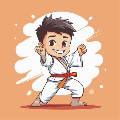 Taekwondo boy. Vector illustration of a cartoon taekwondo boy.