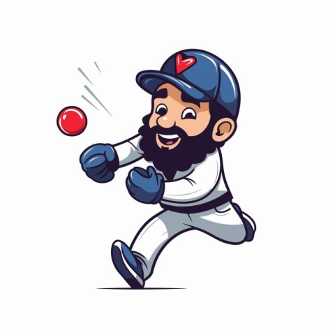 Baseball Player Cartoon Mascot Character. Vector Illustration.