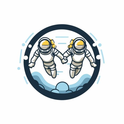 Astronaut flying in space. Vector illustration in flat style.