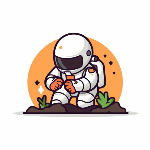 Astronaut character in flat style. Vector illustration on white