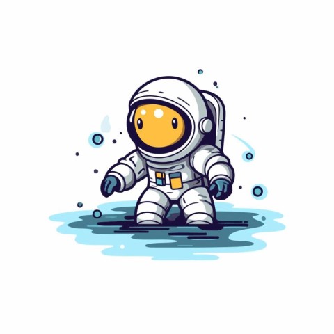 Astronaut in space. Vector illustration of a cartoon character.