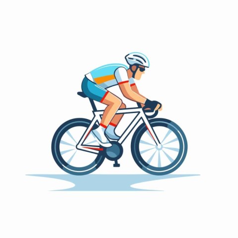 Professional cyclist riding bicycle. Flat style vector illustrat